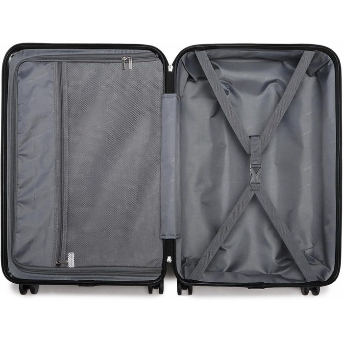 Чемодан British Traveller Mittelgroßer, 64x43x26.5 см, ABS+PC, TSA-замок, 4 колеса, чорний (M, 57L)