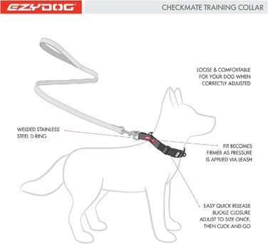 Нашийник для собак EzyDog Checkmate – нашийник-стоп для дресирування. Регульований нашийник для великих, середніх та маленьких собак (S, Чорний)
