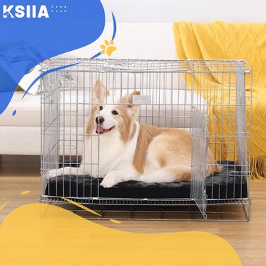 KSIIA Orthopedic Dog Bed for Large Dogs, XL Washable Dog Cushion Fluffy Dog Mat Dog Mattress with Removable Cover in 105x70x8cm (L 105 x W 70 x H 8 cm, Black)