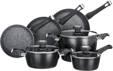 Набір каструль Tognana Sphera, алюміній, нержавіюча сталь, скло, чорний