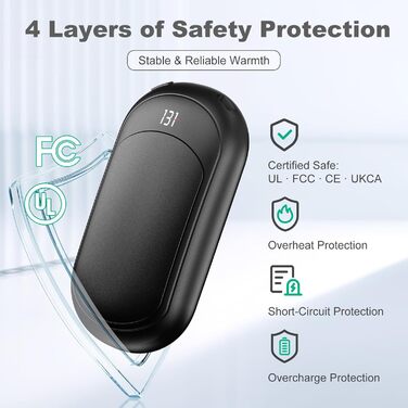 Електричний грілка для рук Macchiatto 2 шт., багаторазовий, 3200mAh, 3 рівні нагріву, до 55°C, чорний