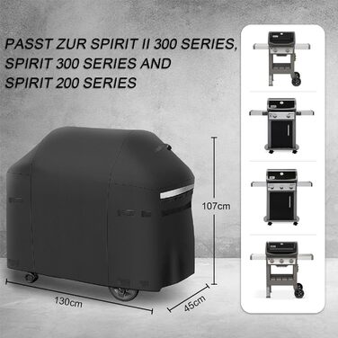 Чохол для гриля Weber Spirit II 300/200, водонепроникний, захист від УФ і негоди, 132 см, важкий матеріал, аналог 7139