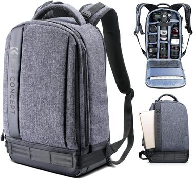 Рюкзак для камери K&F Concept 18L сірий, з відділенням для ноутбука 15.6