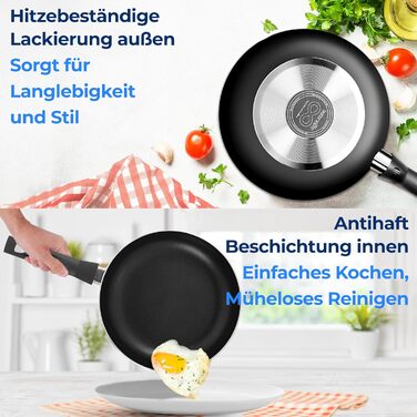 Набір каструль та сковорідок SereneLife 11 предметів: антипригарне покриття, для газових, електричних та керамічних плит, з аксесуарами, без PFOA/PFOS, чорний Azul Oscuro