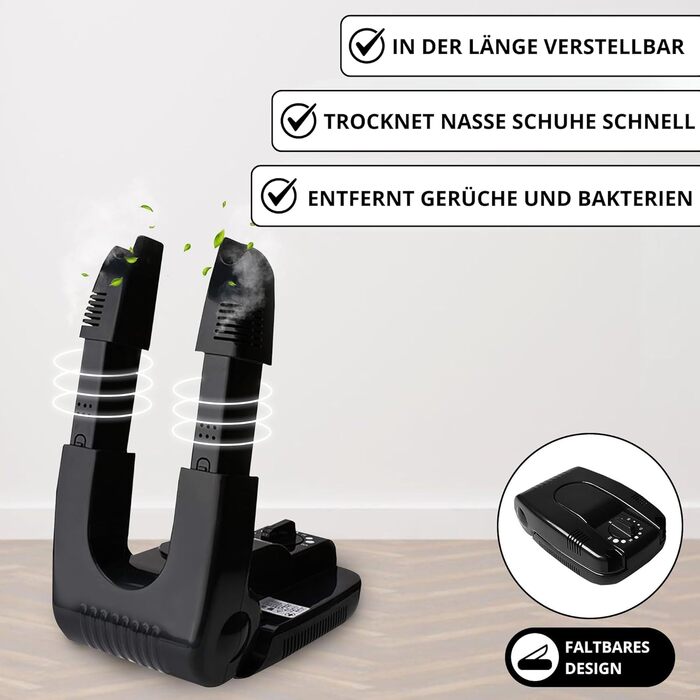 Сушарка для взуття Vonia з таймером - освіжувач взуття - усуває неприємний запах - чорна (стандартна)