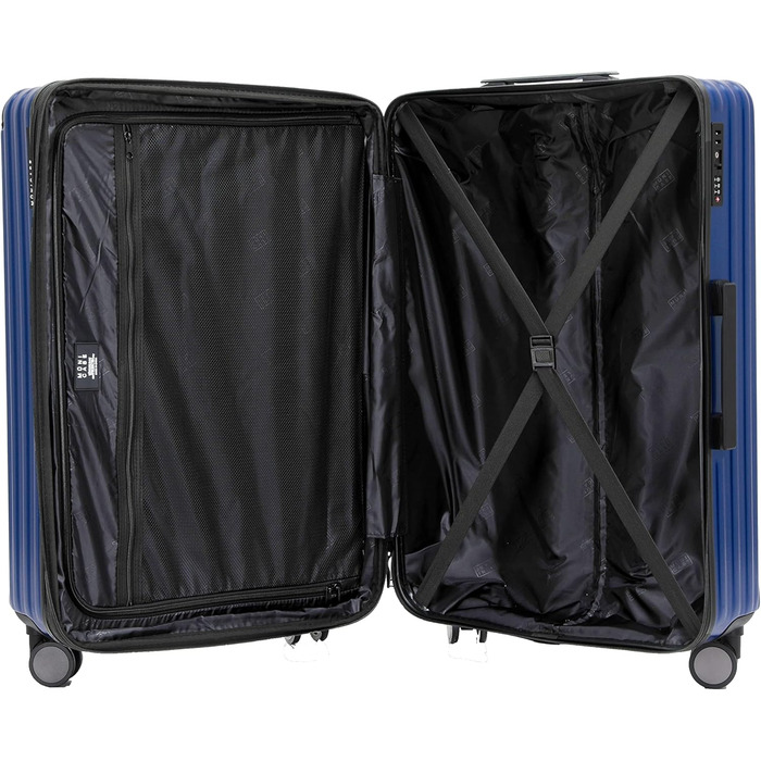 Чемодан з TSA-замком, телескопічною ручкою та 4 колесами, жорсткий корпус (Diamondblau, компактний)