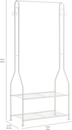 Amazon Basics Wardrobe with Two Shelves, White, 75 x 36.5 x 150 cm (L x W x H)