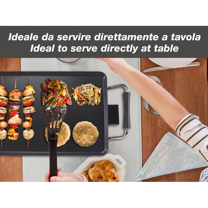BEPER Electric Grill with Glass Lid - Non-Stick Coated Grill Plate, Stainless Steel, 1800W
