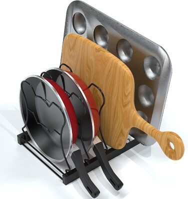 Організатор для каструль SimpleHouseware з 5 відділеннями, регульована висота, чорний