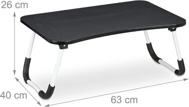 Столик для ноутбука Relaxdays на ліжко/диван, 26 x 63 x 40 см, чорний, з металу та MDF