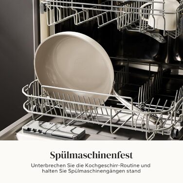 Набір сковорідок Redchef з керамічним покриттям, алюміній, індукційні, 20/24/28 см, для всіх типів плит, без PTFE, PFAS, PFOA, для духовки (24 см, Бежевий)