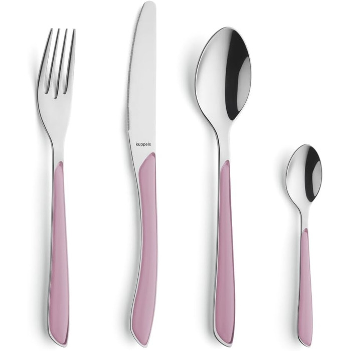Набір столових приборів Kuppels Prisma для 6 осіб з нержавіючої сталі, 24 шт. | Столовий прибор з пластиковими ручками кольору старорожевого | Нержавіючий, для миття в посудомийній машині