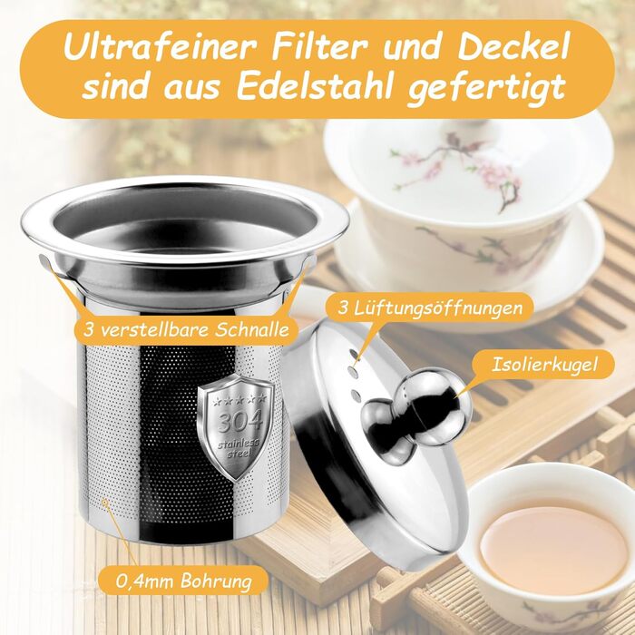 Чайник скляний Honneeo 450 мл з знімним фільтром, для листового чаю, трав'яних зборів та фруктів