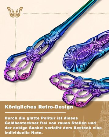 Набір столових приборів Retro на 6 осіб з нержавіючої сталі, 24 предмети, антикварний бароковий дизайн (Райдуга)