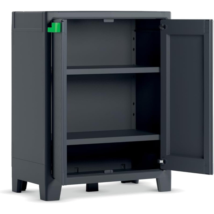 Keter Moby Plastic Cabinet, tall, anthracite/green/gray, cm, including 4 adjustable shelves each with a 30kg load capacity, suitable for indoor and outdoor use, UV and water-resistant (IPX3) (80 x 44 x 100)