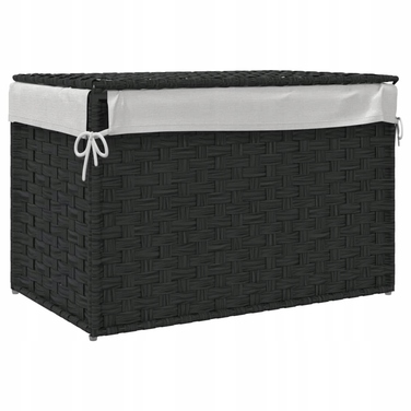 Кошик для прання VidaXL з кришкою, поліротанг, чорний, 55,5x35x34 см