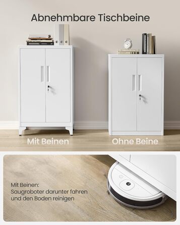 SONGMICS File Cabinet, Multi-Purpose Cabinet, Office Cabinet with 2 Doors, Lockable Cabinet, Steel Storage Cabinet, for Study Room, Living Room, Matte White OMC012W01