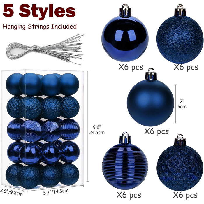 30 шт. Новорічні кулі-прикраси 5 см, золоті, міцні, для ялинки | Новорічні кулі