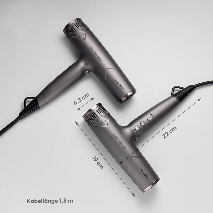 MEDION Haarföhn з іонізацією та дифузором HD2: потужний, тихий, з іонізацією, 1500 Вт, чорний