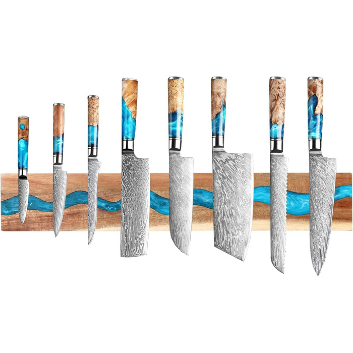 Magnetic knife holder for wall, wood and resin, magnetic knife rail, use as a knife rail, knife holder for kitchen utensils, organizer, tool holder, multi-purpose magnetic knife shelf