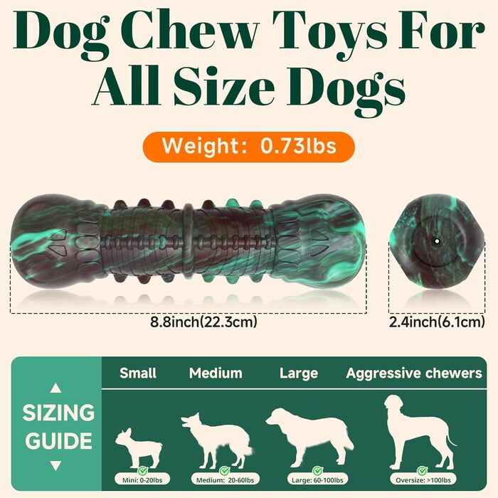 HETOO Dog Toy, Indestructible, Robust, Squeaky, Chew Toy for Aggressive Chewers, Large and Medium Dog Breeds, Dental Care