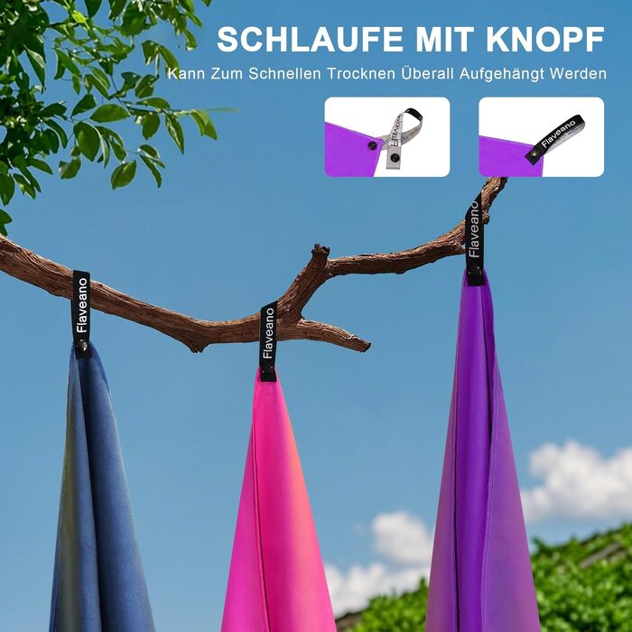 Набір рушників з мікрофібри, швидковисихаючих, 3 шт. (180x90см, 80x40см, 50x30см) для подорожей, спорту, пляжу (фіолетовий)