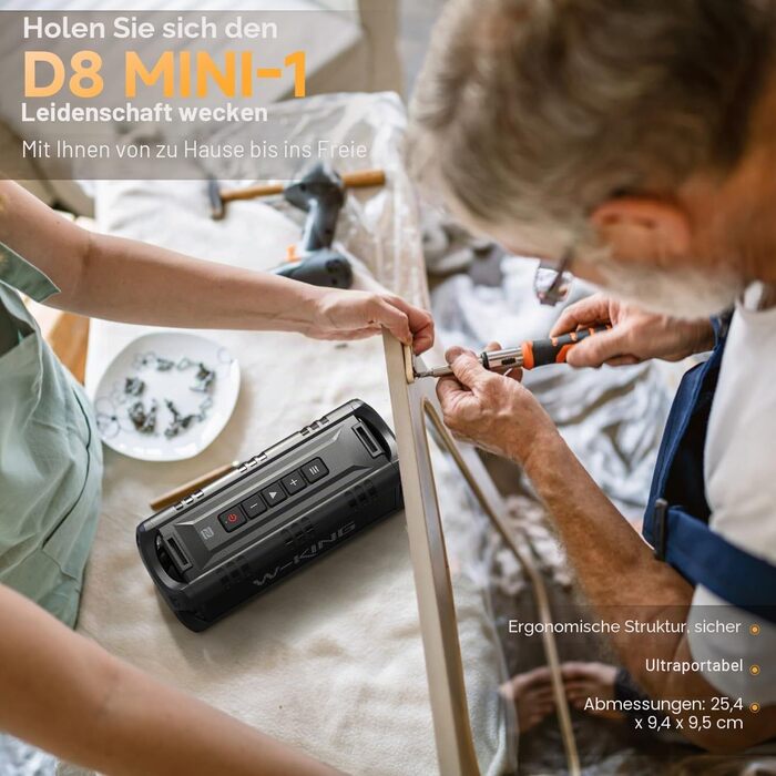 W-KING Bluetooth колонка 30W IPX6 портативна, з басом, 24 год, TF/USB/AUX, для вечірок та кемпінгу