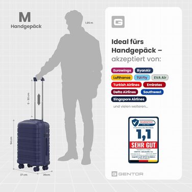 Набір валіз GENTOR (3 шт) Navy Blue: M/L/XL, 64x44x24 см, TSA, жорсткий корпус