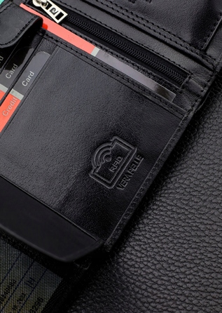 Чоловічий гаманець Pierre Cardin зі шкіри натуральної з RFID захистом, чорний, сертифікат Q1