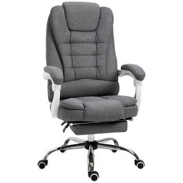 Vinsetto Ergonomic Office Chair with Folding Footrest, Height Adjustable & Reclining, Metal Grey for Home Office Comfort