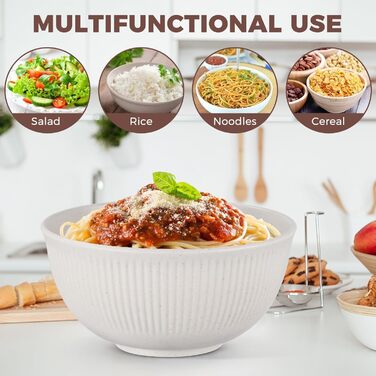 Набір мисок для мюслі та супу, 8 шт, 655 мл. Миски для десертів, супів, мюслі, рамену, локшини. Безпечні для мікрохвильової печі та посудомийної машини.