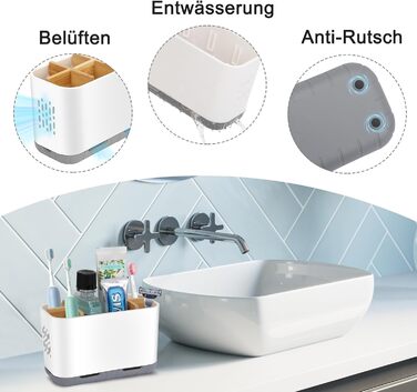 Тримач для електричної зубної щітки: органайзер для ванної кімнати, знімний, з отвором для стоку, для сім'ї та дітей (білий, великий)