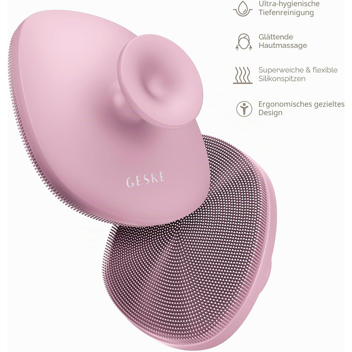 Силіконова щітка для тіла GESKE Body Brush 4 в 1 для глибокого очищення та масажу, ергономічний дизайн, рожева