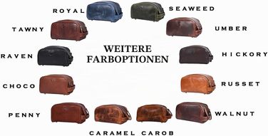 Шкіряна косметичка для чоловіків Aaron Leather — дорожній набір для догляду, темно-коричнева (горіх), з подвійною блискавкою