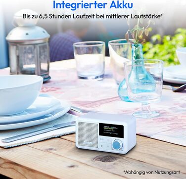 MEDION S66822 Портативне міні-радіо DAB+ з Bluetooth, акумулятор до 6,5 годин, кольоровий дисплей, телескопічна антена, таймер сну, будильник, AUX, USB-C, зелений (блакитний)