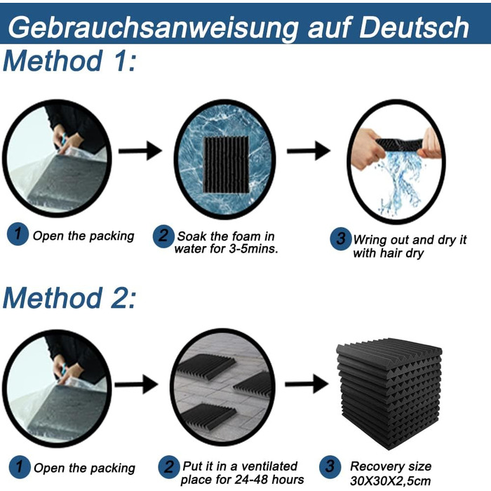 Акустичний поролон для звукоізоляції стін, вогнестійкі шумопоглинаючі панелі для студії, офісу та дому, 30x30x2,5 см, 12 шт.