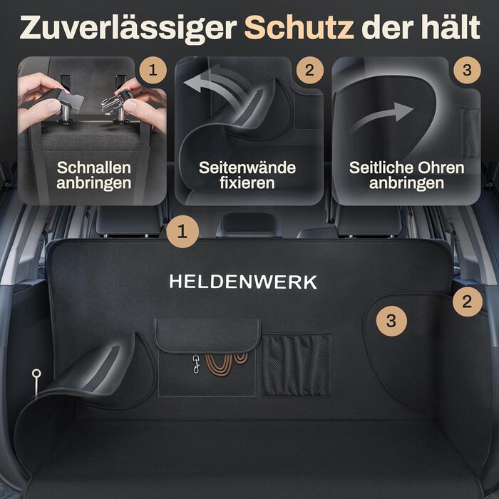 Захист для багажника авто для собак HELDENWERK: водонепроникний, з захистом бокових стінок та краю, універсальний, чорний