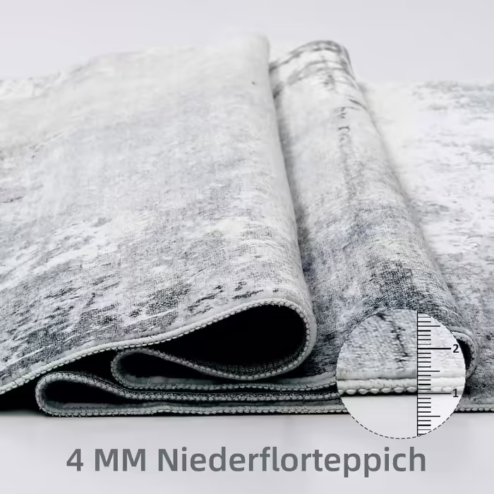 Guchuang Bedding Rug Living Room 160x230cm, Gray-Green Rug Vintage Melange Distressed Design Short Pile Rug, Washable Non-Slip Rug for Bedroom Gray 160x230cm