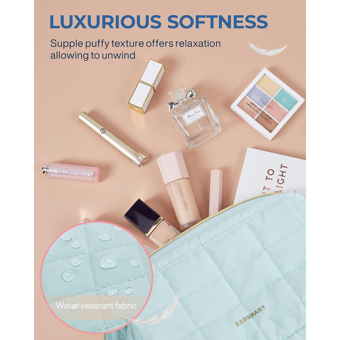 BAGSMART Косметичка для макіяжу, жіноча дорожня косметичка, органайзер для косметики, світло-блакитна