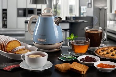 Електричний чайник Ariete Vintage 2868 Beige (Blau), 1 літр, нержавіюча сталь, 1600W, з бездротовим 360° підставою, автоматичне відключення