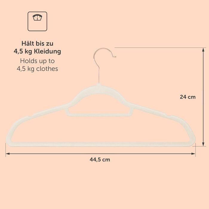 Blumtal Clothes Hangers, 50 Pieces - Velvet Clothes Hangers, 360° Rotatable and Load-Bearing - Space-Saving and Non-Slip Clothes Hangers - White Clothes Hangers with Velvet Covering - Velvet Hangers / Velvet Hangers - Shirt Hangers White