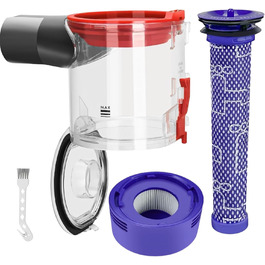 Замінник контейнера для пилу сумісний з Dyson V7 V8 SV10 SV11, покращений пилозбірник з HEPA та попереднім фільтром + щітка для чищення, каністра для пилу, запчастини Dyson 967699-01
