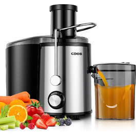 Центрифужна соковижималка GDOR 800W з широким горлом 76мм, сталева соковижималка для овочів та фруктів, 3 швидкості, BPA-free