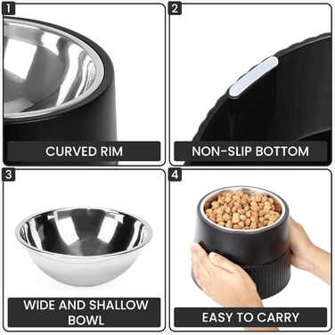 Станція годування Belle Vous для собак з висувними мисками, 400 мл, миска з нержавіючої сталі з антиковзним підставкою, велика/мала/середня собака/кіт