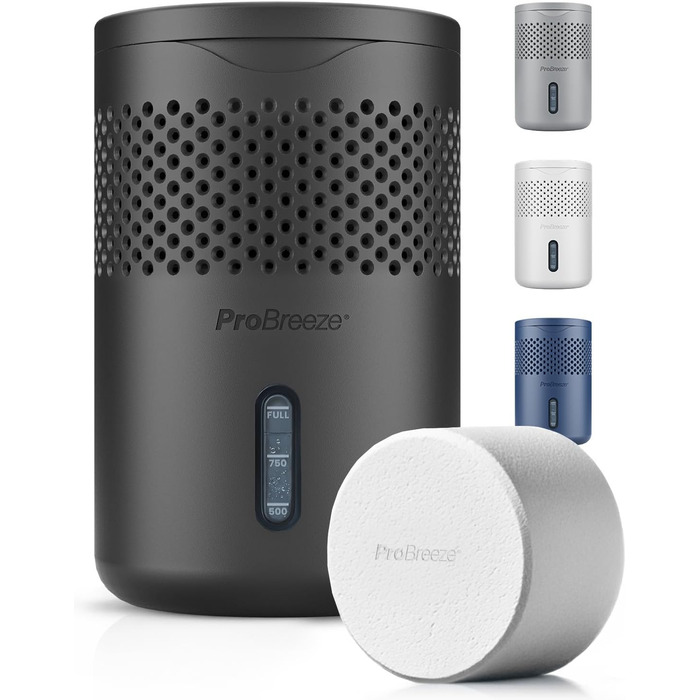 Зволожувач повітря Pro Breeze Osmo – тихий, з можливістю поповнення – для дому, спальні, шафи, авто – міні-зволожувач без живлення – таблетка 700g (до 100 днів) чорний