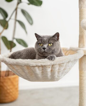 М'яка лежанка-гніздо для кота з плюшу, Ø 40 см, 25 см глибина, для котячого будиночку, з різьбленням M8, сталевий каркас, підходить для котів будь-якого розміру, бежевий колір