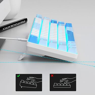 Механічна ігрова клавіатура MageGee MK-Box 68 клавіш, TKL, з LED-підсвічуванням, з червоним перемикачем, для Windows, Laptop, Mac, сіра (небоблакитний/червоний перемикач)
