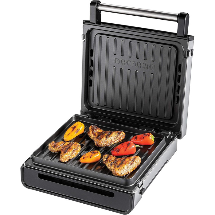 George Foreman Smokeless Grill - Indoor BBQ with Adjustable Temperature & Dishwasher-Safe Grill Plate