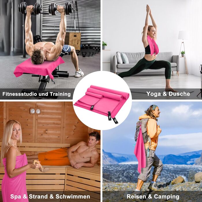 Рушник з мікрофібри HiiPeak: компактний, легкий, швидковисихаючий (80 x 40 см, Рожевий)