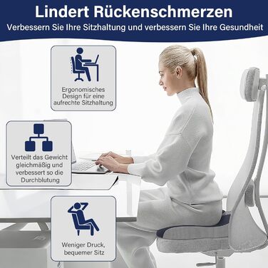 Ортопедична подушка для сидіння Juspota: комфорт та підтримка для офісу та автомобіля (темно-сірий)